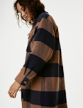 Checked Longline Shacket With Wool