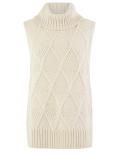 Sleeveless Cable Roll Neck Jumper