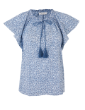 Pure Cotton Floral Print Frill Sleeve Blouse