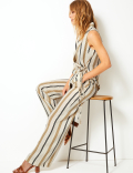 Striped Wrap Blouse