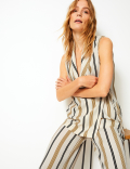 Striped Wrap Blouse
