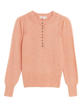 Cotton Rich Textured Button Detail Jumper