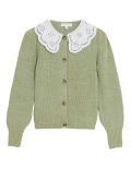 Textured Broderie Collared Cardigan