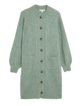 Cable Knit Longline Cardigan with Wool