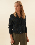 Textured V-Neck Cropped Cardigan