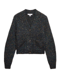 Textured V-Neck Cropped Cardigan