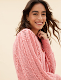 Textured Blouson Sleeve Jumper with Wool