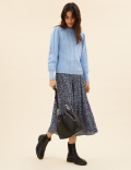 Textured Blouson Sleeve Jumper with Wool