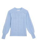 Textured Blouson Sleeve Jumper with Wool
