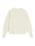 Textured Blouson Sleeve Jumper with Wool