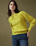 Textured Blouson Sleeve Jumper with Wool