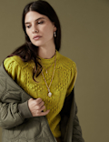 Textured Blouson Sleeve Jumper with Wool