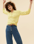 Cotton Rich Pointelle V-Neck Jumper