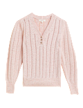 Cotton Rich Pointelle V-Neck Jumper