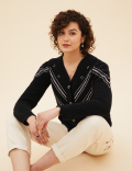 Pure Cotton Embroidered V-Neck Cardigan