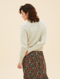 Cotton Blend Pointelle Crew Neck Jumper