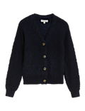 Textured V-Neck Cardigan with Wool