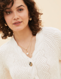 Textured V-Neck Cardigan with Wool