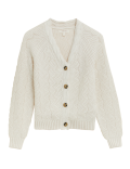 Textured V-Neck Cardigan with Wool