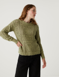 Pure Cotton Crochet Crew Neck Jumper