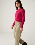 Cotton Rich Textured Jumper With Wool