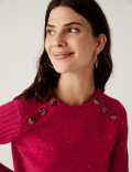 Cotton Rich Textured Jumper With Wool