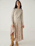 Cotton Rich Textured Jumper With Wool