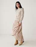 Cotton Rich Textured Jumper With Wool