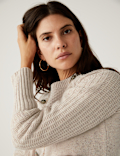 Cotton Rich Textured Jumper With Wool