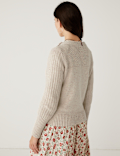 Cotton Rich Textured Jumper With Wool