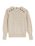 Cotton Rich Textured Jumper With Wool
