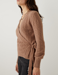Pointelle Knitted V-Neck Wrap Cardigan