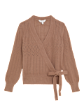 Pointelle Knitted V-Neck Wrap Cardigan
