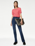 Pure Cotton Textured Round Neck Knitted Top