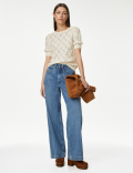 Pure Cotton Textured Round Neck Knitted Top
