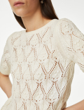 Pure Cotton Textured Round Neck Knitted Top