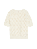 Pure Cotton Textured Round Neck Knitted Top