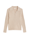 Cotton Rich Ribbed Collared Jumper