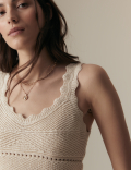 V-Neck Knitted Vest with Linen