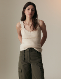 V-Neck Knitted Vest with Linen