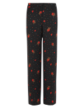 Satin Floral Print Wide Leg Trousers