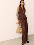 Cotton Embroidered Wide Leg Trousers