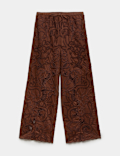 Cotton Embroidered Wide Leg Trousers