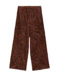 Cotton Embroidered Wide Leg Trousers