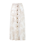Linen Blend Printed Midi A-Line Skirt