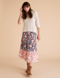 Floral Tiered Midaxi A-Line Skirt