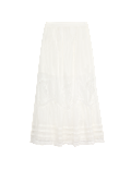 Pure Cotton Pintuck Lace Maxi A-Line Skirt