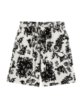 Linen Rich Printed High Waisted Shorts