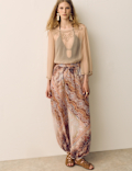 Sheer Paisley Balloon Trousers