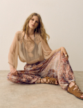 Sheer Paisley Balloon Trousers